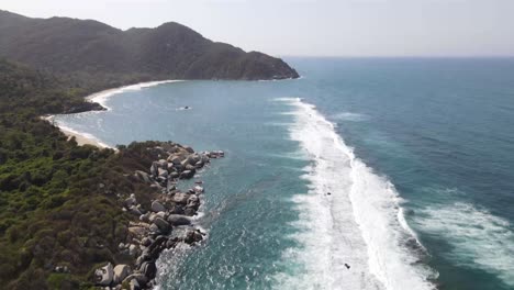 4K-Aerial-shot-of-wave-in-the-sea-Tayrona-Park-Santa-Marta-Colombia