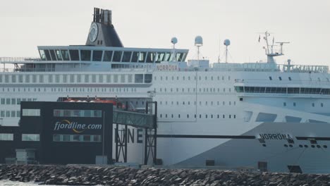 A-close-up-shot-of-the-Norrona-ferry-moored-in-the-port