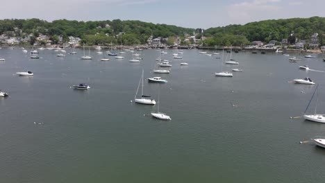 An-aerial-time-lapse-of-the-Northport-Marina-on-Long-island,-NY