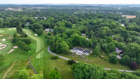 Aerial-shot-of-country-club-golf-course
