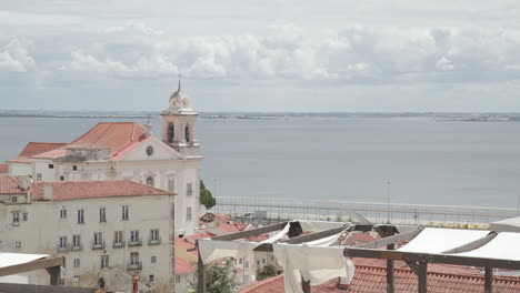 Looking-out-over-the-Tagus-river-from-Lisbon-in-Portugal