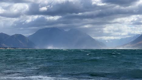 Stormy-weather-at-Lake-Ohau,-New-Zealand