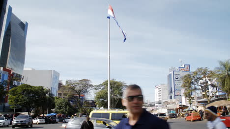 A-timelapse-in-Ciudad-del-Este,-a-windy-day-with-a-lot-of-economic-activity-in-the-city