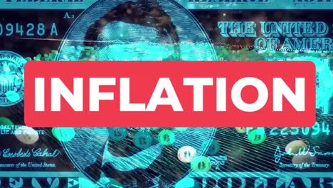 „Inflation“-Kryptowährungstechnologietyp-Auf-Animationstypografie