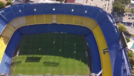 Aerial-view-over-the-Bombonera-football-stadium-of-Boca-Juniors-in-Buenos-Aires,-Argentina