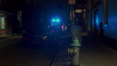 Polizeiauto-In-Der-Innenstadt-Von-New-Orleans-–-Nachts-–-Nola-–-Sirene