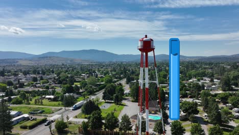 Luftaufnahme-Eines-Vollen-Wasserturms,-Der-Hoch-über-Spokane,-Washington,-Steht