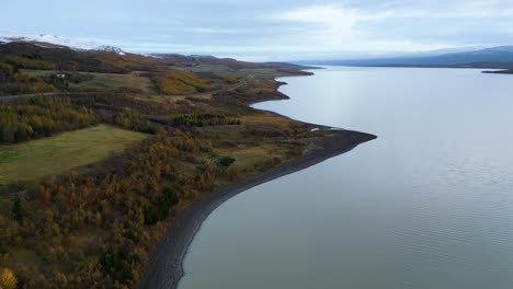 Aerial-Drone-Flight-of-Iceland-Springtime-Landscape,-Picturesque-Background