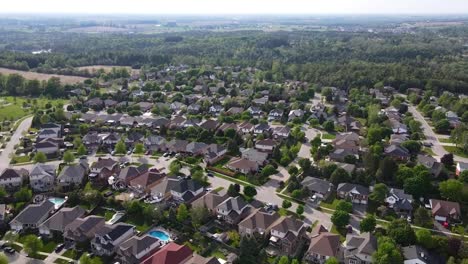 Flying-over-Guelph-homes-on-a-sunny-day