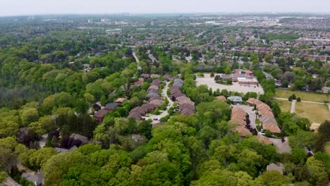 Flying-over-Mississauga-houses-on-an-overcast-summer-day