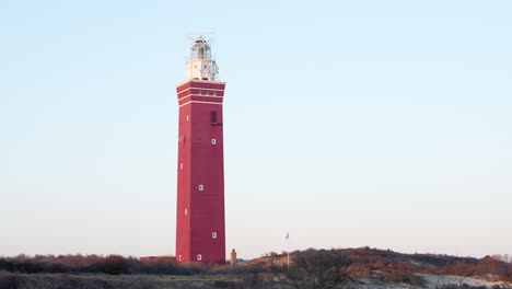Red-Brick-Beacon-Of-Westhoofd-In-Ouddorp,-Goeree-Overflakkee,-South-Holland,-Netherlands