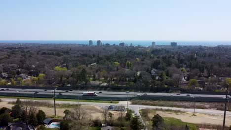 Flying-toward-the-QEW-overlooking-Lake-Ontario-in-Mississauga