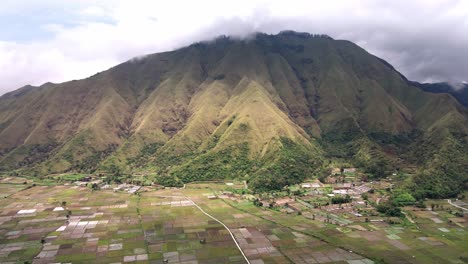 View-of-the-remote-agriculture-land-ready-for-cultivation-in-the-mountain-range-near-volcano-Rijani-National-Park,-Lombok,-Indonesia