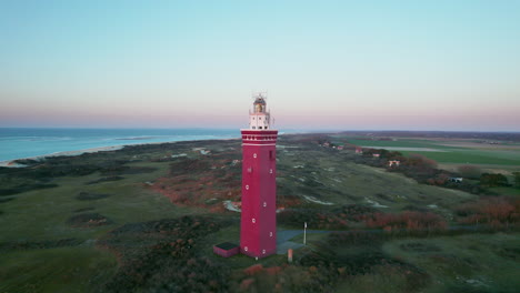Aerial-Forward-Towards-Westhoofd-Lighthouse-Near-Ouddorp,-The-Netherlands