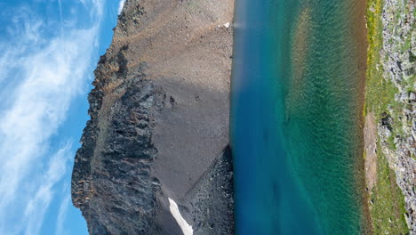 Vertikaler-4K-Zeitraffer,-Blaues-Gletscherwasser-Des-Columbine-Lake,-San-Juan-National-Forest,-Colorado,-USA-An-Einem-Sonnigen-Tag