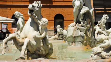 Fountain-of-the-Neptune-by-Giacomo-Della-Porta-in-Piazza-Navona,-Rome,-Italy