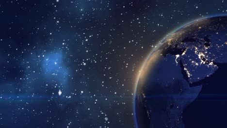 Planet-Erde-Rotiert-Im-Weltraum-Sterne-Galaxie-Universum-Wissenschaft-Welt-Realistische-Welt-Milchstraße