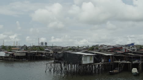 Wide-shot-of-stilt-houses-in-a-poor-area-of-Buenaventura-at-Colombia's-Pacific-Coast