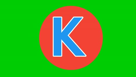 Alphabet-K-Großbuchstaben-Animationsgrafiken-Auf-Grünem-Bildschirm