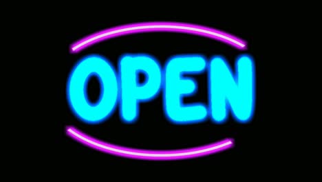 Animation-blue-neon-light-text-OPEN-in-modern-Border-on-black-background-for-shop,retail,-resort,bar-display-promotion-business-concept