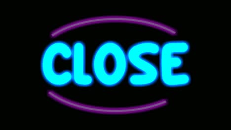 Animation-blue-neon-light-text-CLOSE-on-black-background-for-shop,retail,-resort,bar-display-promotion-business-concept