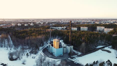 District-heating-plant-near-the-city-center-during-the-sunset