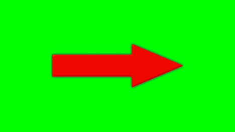 Animación-De-Símbolo-De-Signo-De-Flecha-En-Pantalla-Verde,-Flecha-De-Dibujos-Animados-De-Color-Rojo-Apuntando-A-La-Derecha-Elementos-De-Superposición-De-Video-De-Imagen-Animada-De-4k