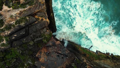 Curracurrong-Falls,-Australia-Drone-Ascending-Spiral-Overhead-Falls