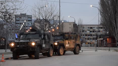 KFOR-armored-vehicles-in-the-center-of-Mitrovica,-Kosovo