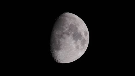 Close-Up-Waxing-Gibbous-Three-Quarter-Moon-In-Black-Night-Sky-HD
