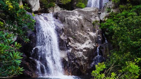 Waterfall-cascades-over-rocks,-Ninh-Thuan,-Vietnam-tropical-wilderness