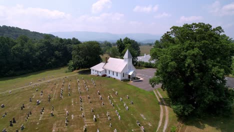 Aerial-slow-push-into-Church-Chapel-near-Abingdon-Virginia-not-from-from-Damascus-Virginia-in-Peacefull-Setting-nestled-in-a-mountain-valley