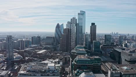 Long-aerial-dolly-back-London-drone-shot-of-skyscrapers