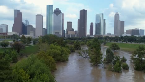 Antena-De-Fuertes-Inundaciones-En-Houston,-Texas-Después-Del-Huracán-Harvey