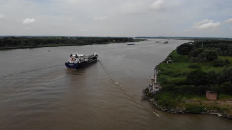Aerial-View-Of-Speciality-Oil-Tanker-Navigating-Oude-Maas