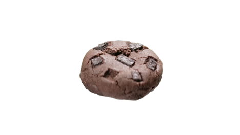 Dunkler-Schokoladen-Fudge-Keks,-Der-Sich-Auf-Weißem-Hintergrund-Dreht,-Studioaufnahme