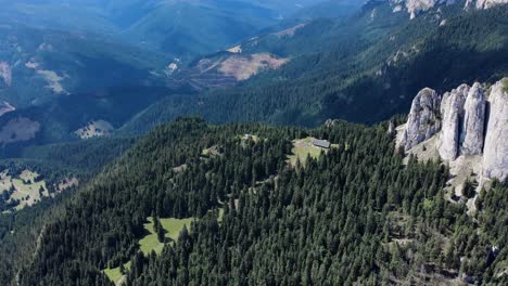 Formación-Rocosa-Piatra-Singuratica-En-Medio-De-Los-Bosques-Verdes-En-Las-Montañas-Hasmas-En-Rumania