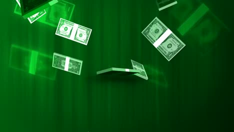 Währungsgewinnstapel-Fliegen-In-Zeitlupe-Vor-Grünem-Bildschirm