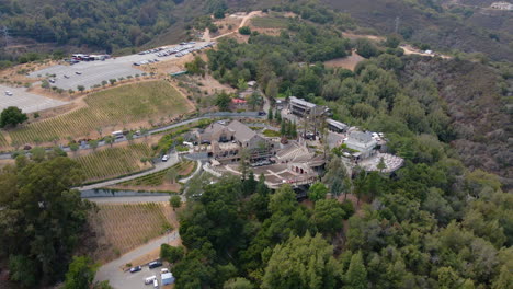 Aerial-view-around-the-Mountain-Winery,-in-Saratoga,-California---circling,-drone-shot