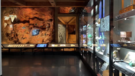 Sala-De-Exhibición-De-Fósiles,-Artefactos-Culturales,-Rocas-Preciosas-Y-Objetos-Antiguos-En-El-Espectáculo-De-Gemas-De-Tucson