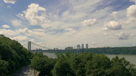 George-Washington-Bridge-With-Blue-Sky-And-Clouds-In-New-York-City