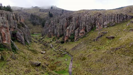 Tourist-On-Mountain-Trails-At-Stone-Forest-In-Cumbemayo,-Cajamarca-In-Peru