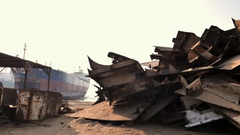 Stack-Of-Scrap-Metal-From-Ships-At-Gadani-Ship-Breaking-Yard