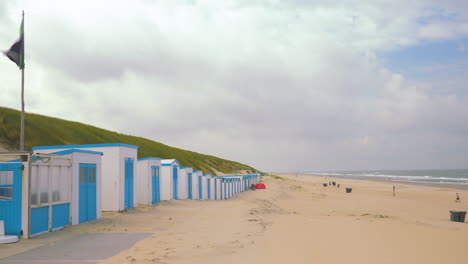 Wooden-buildings-on-a-beach-in-The-Netherlands-on-the-Island-of-Texel