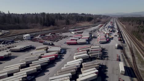 Cargo-dock-between-railway-and-highway,-Surrey-at-Vancouver-in-Canada