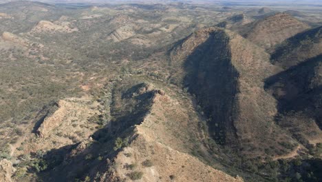 Tilt-down-over-mountain-rugged-hills-on-wilderness-location,-Flinders-Ranges-National-Park