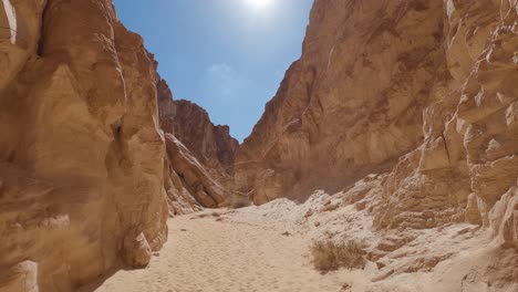 Beautiful-view-of-the-passage-through-a-stone-canyon-in-the-desert-of-Egypt