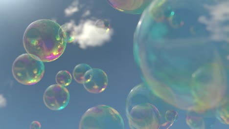 Soap-bubbles-sky-3d-render-animation