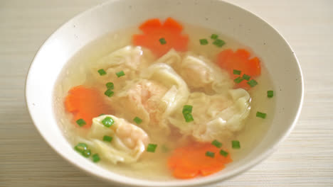 shrimp-dumpling-soup-in-white-bowl---Asian-food-style