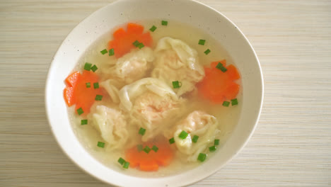 shrimp-dumpling-soup-in-white-bowl---Asian-food-style